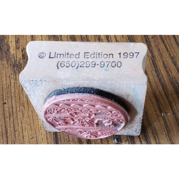 Vintage 1997 Limited Edition Easter Bunny Egg Wood Mounted Rubber Stamp - Picture 5 of 8